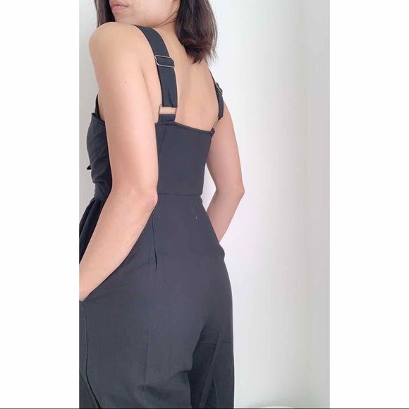BLACK DOUBLE KNOT OVERALL JUMPSUIT - Picture 6 of 9